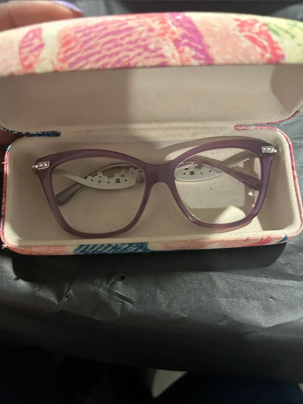 Pier Martino pink/amethyst acetate rims with premium rhinestones and Swarovski